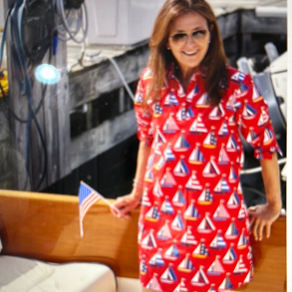 Red Sailboat Print Dress by Sailor-Sailor size large